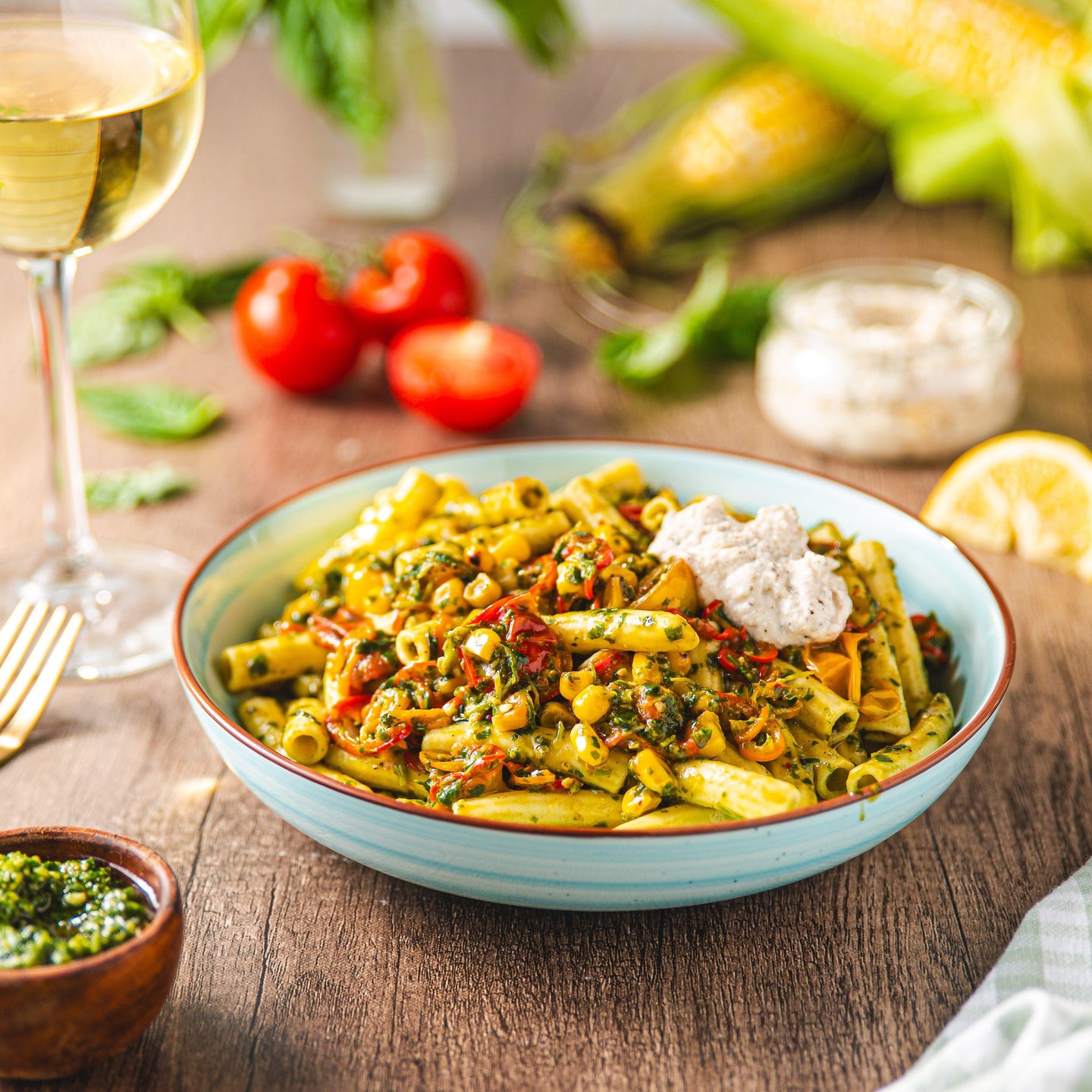 Summer Farmstand Pesto Pasta - WECO Hospitality