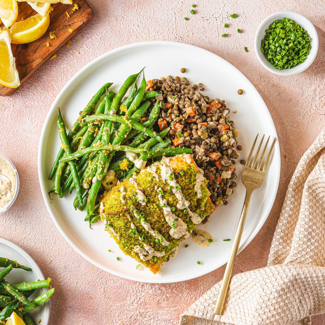 Herb-Crusted Arctic Char & Lentils