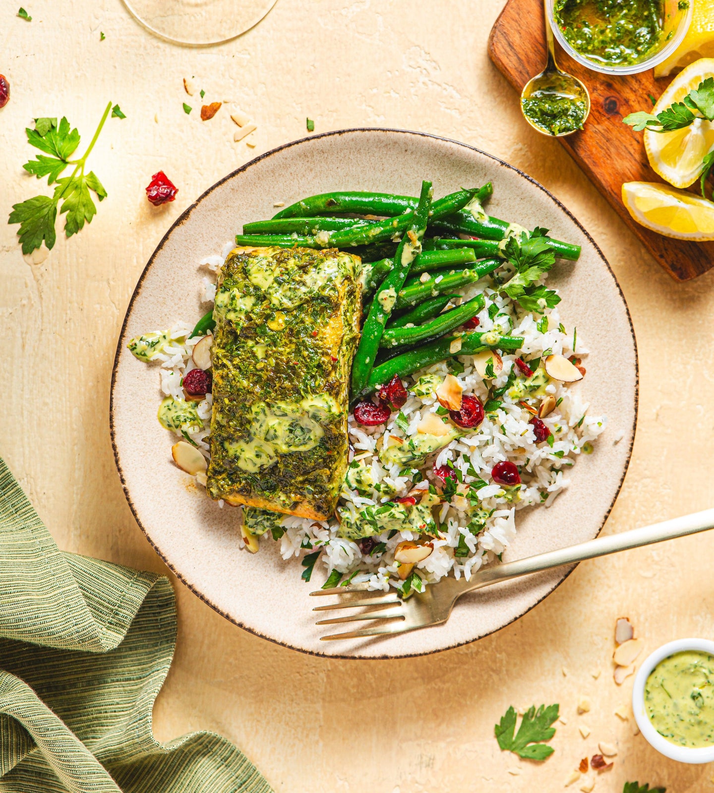 Pesto Salmon & Cranberry-Almond Pilaf - WECO Hospitality