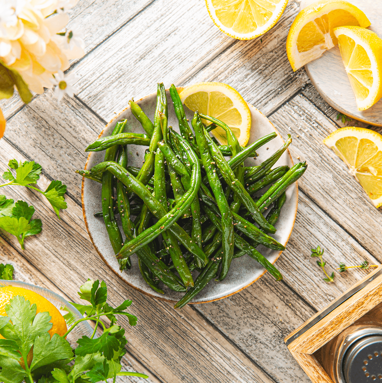 Roasted Green Beans with Fried Garlic - WECO Hospitality