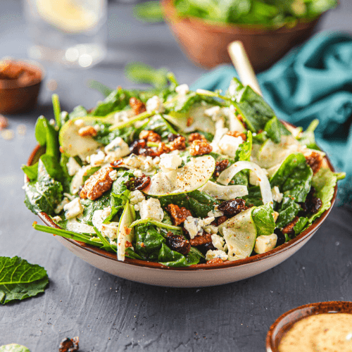 Bistro Spinach Side Salad with Bacon Dressing - WECO Hospitality