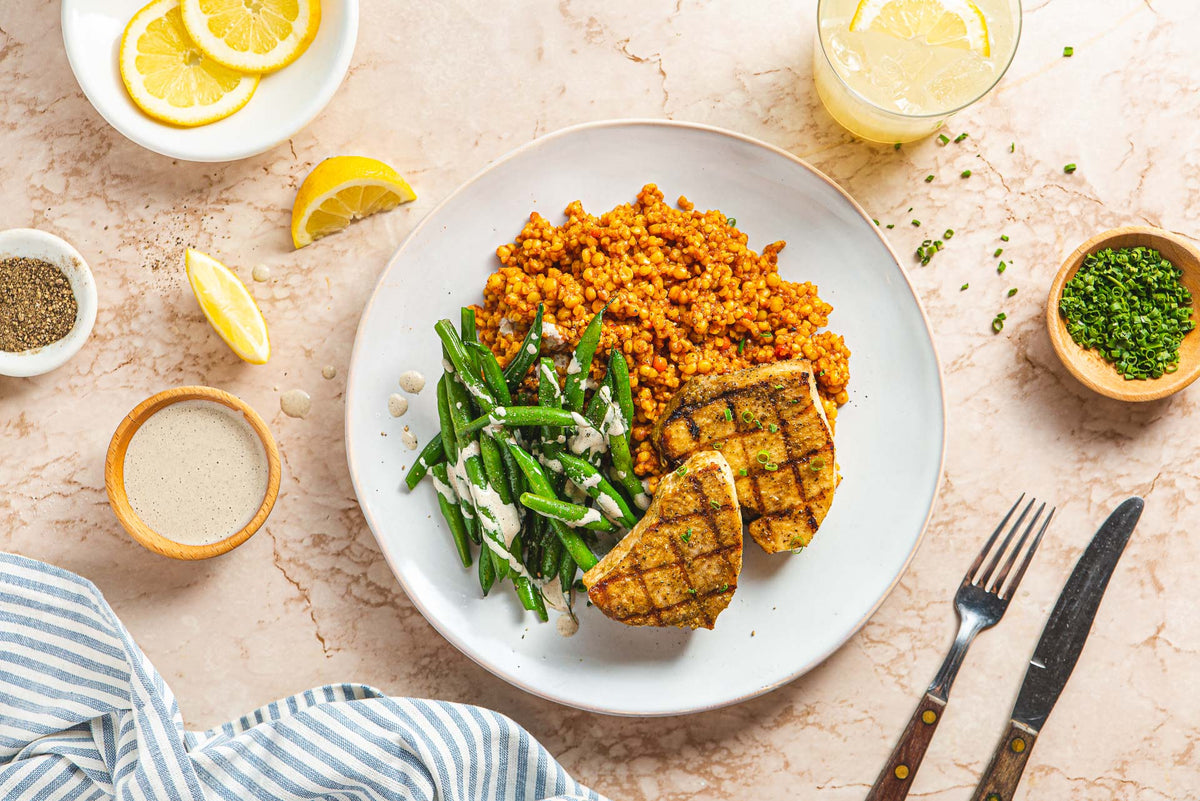 Grilled Swordfish & Pearl Couscous