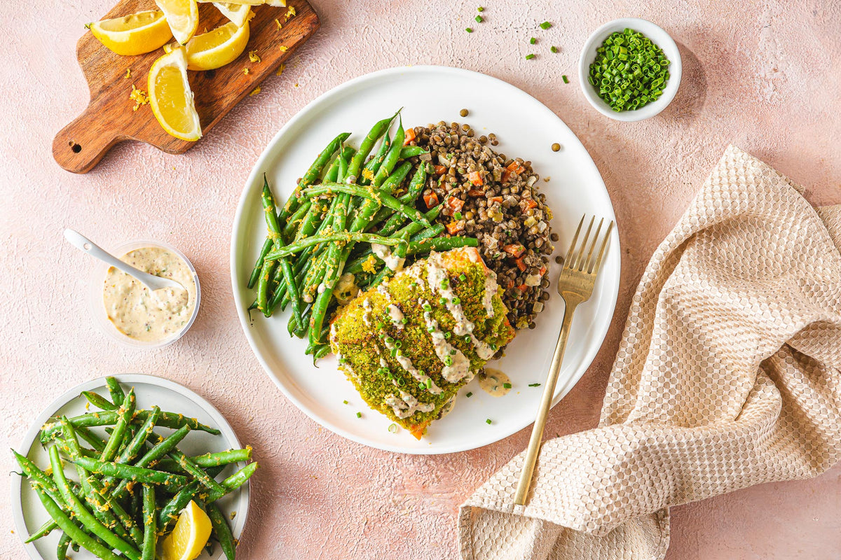Herb-Crusted Arctic Char & Lentils