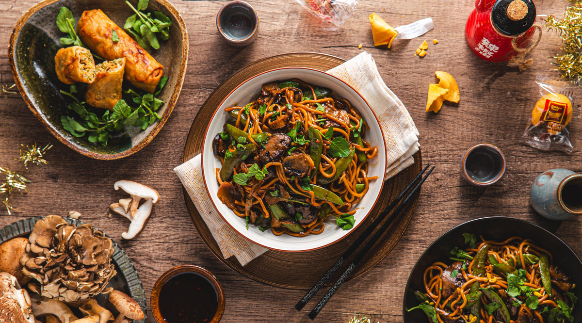 Mushroom Lo Mein for Two - WECO Hospitality