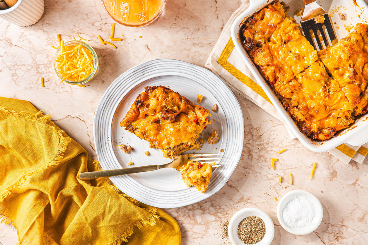 Sausage & Cheddar Breakfast Strata - WECO Hospitality