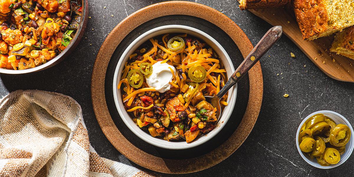 Super Veggie Chili with Cheddar & Cornbread for Two - WECO Hospitality