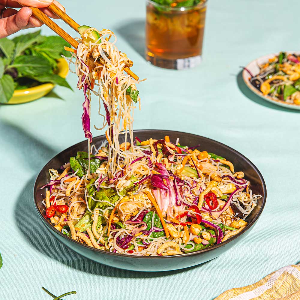 Thai Chicken Salad with Peanut Dressing for Two