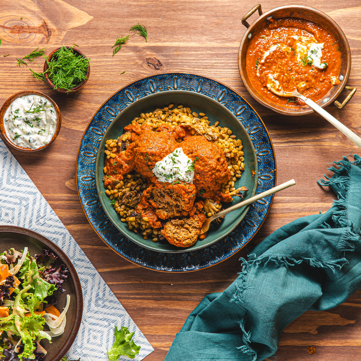 Zesty Meatballs with Poached Farro & Barley